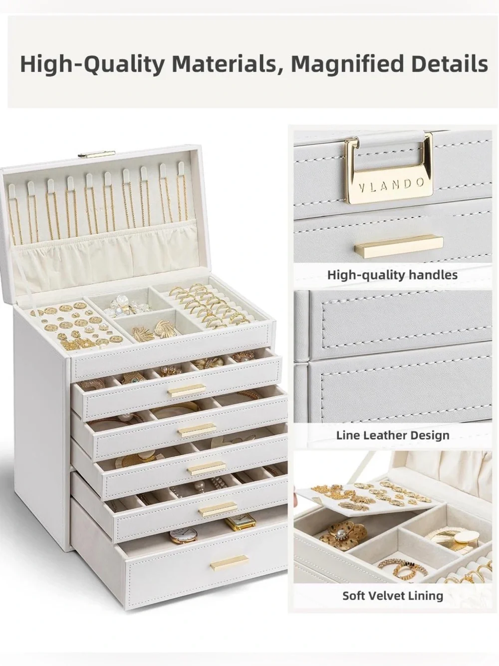 6 Layer Large Jewelry Box - Jewelry Holder Organizer, Jewelry Organizer